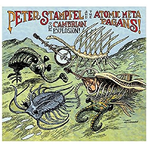 CD cover: Peter Stampfel's "Cambrian Explosion" with prehistoric creatures and instruments.
