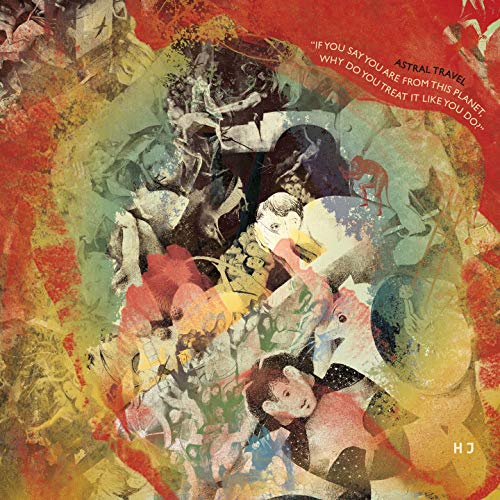 CD cover with collage of figures, birds, and abstract orange textures.