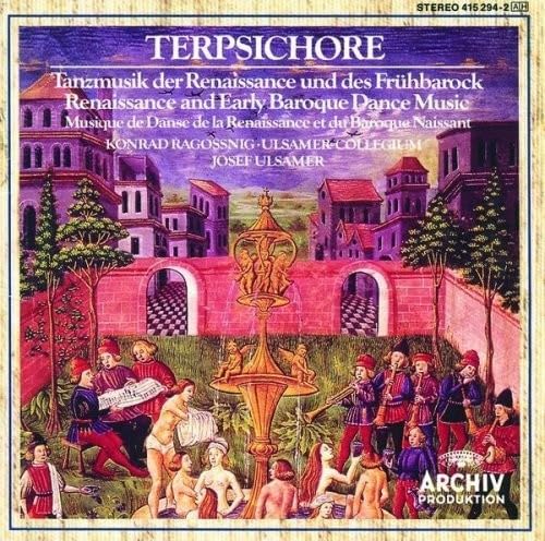 CD cover: Renaissance-era musicians and dancers before a castle backdrop.