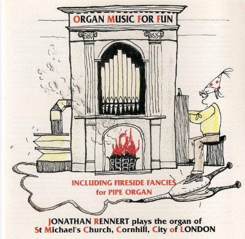 CD cover: cartoon organ, fireplace, and musician in a hat.
