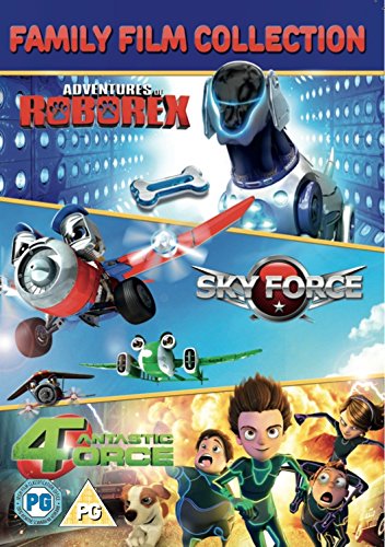 DVD cover featuring cartoon robots, planes, and children in action scenes.