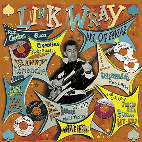 Album cover for Link Wray's "Ace of Spades" featuring a portrait and record labels.