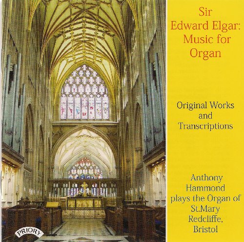 CD cover: church interior with stained glass, text “Sir Edward Elgar: Music for Organ”.