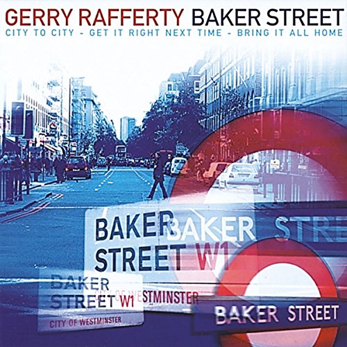 CD cover for Gerry Rafferty’s “Baker Street” featuring a London street scene.