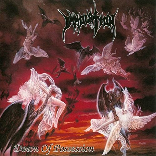 Album cover for Immolation’s “Dawn of Possession” featuring demonic winged figures.