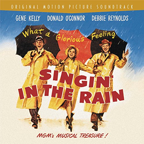 “Singin’ in the Rain” CD cover featuring Gene Kelly, Debbie Reynolds, and Donald O’Connor.