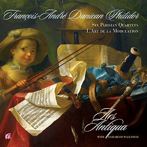 CD cover featuring a young boy with a violin and sheet music.