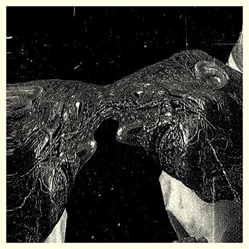 Black and white grainy image of two distorted faces nearly touching.
