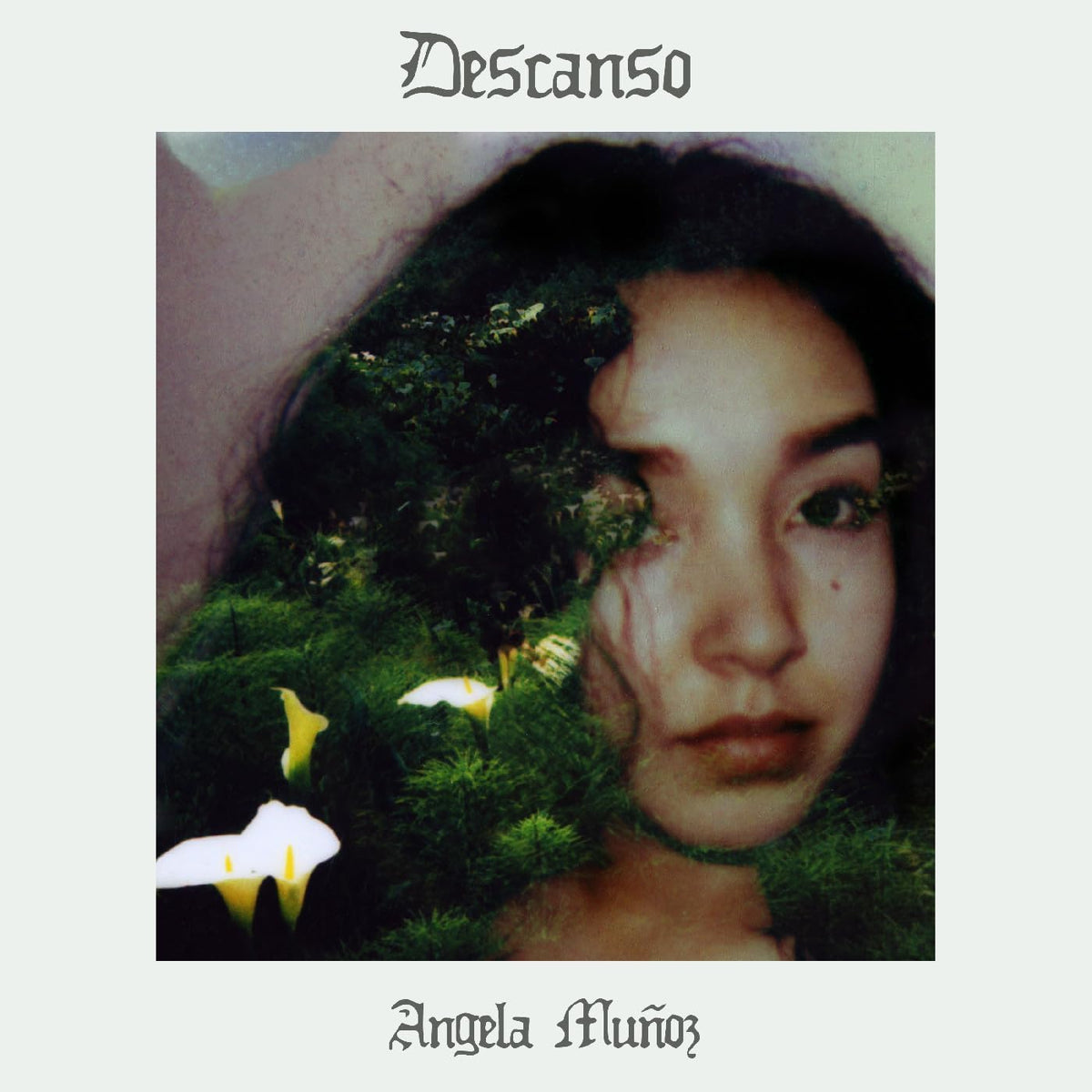 Vinyl album cover: woman’s face surrounded by foliage, titled "Descanso".