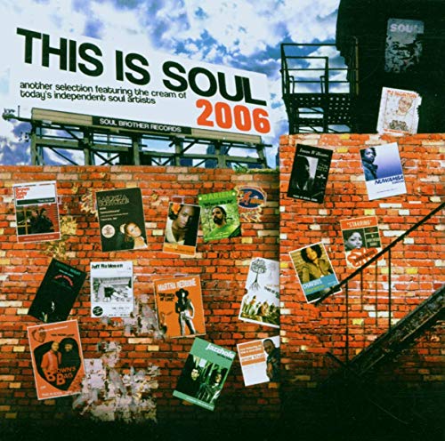 CD cover with brick wall background covered in colorful album posters.