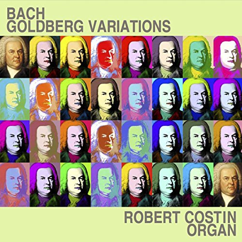 CD cover: colorful, repeating portraits of Bach with "Robert Costin" text.