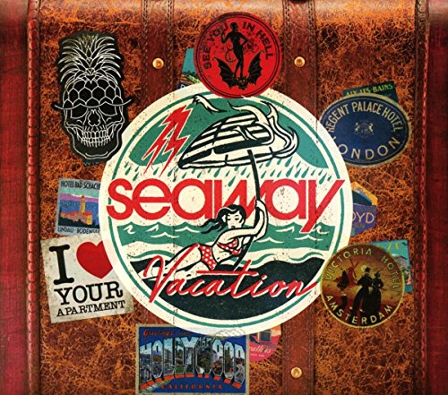 CD cover for Seaway’s “Vacation” with travel sticker aesthetic.