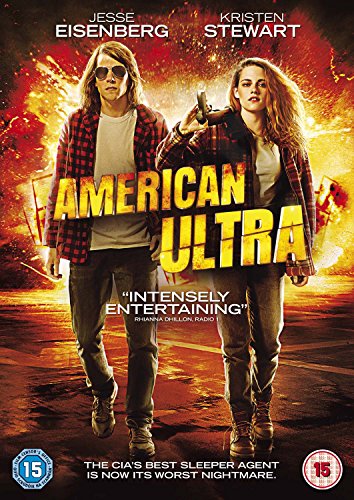 “American Ultra” DVD cover featuring Jesse Eisenberg and Kristen Stewart.
