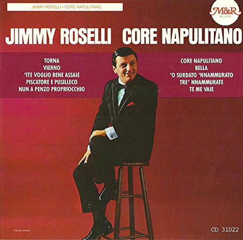 Jimmy Roselli album cover, a man on a stool, red background.