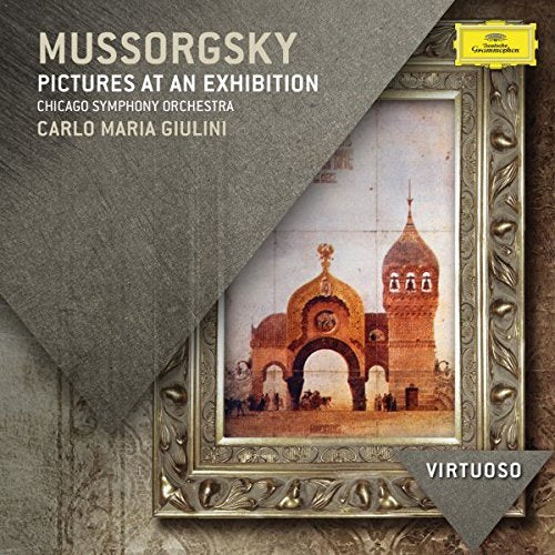 CD cover for Mussorgsky’s “Pictures at an Exhibition” featuring ornate architecture.