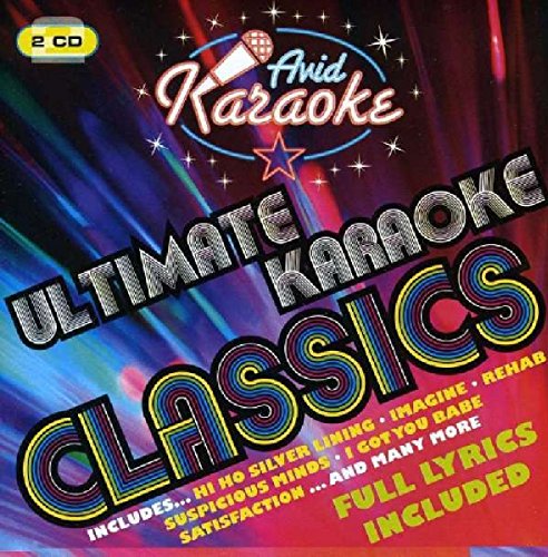 CD cover for "Ultimate Karaoke Classics" with a microphone and starbursts.