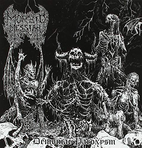 Black and white album cover depicting demonic figures and skeletal remains.