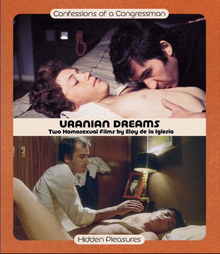 Blu-ray cover for "Uranian Dreams" depicting two men in intimate embrace.