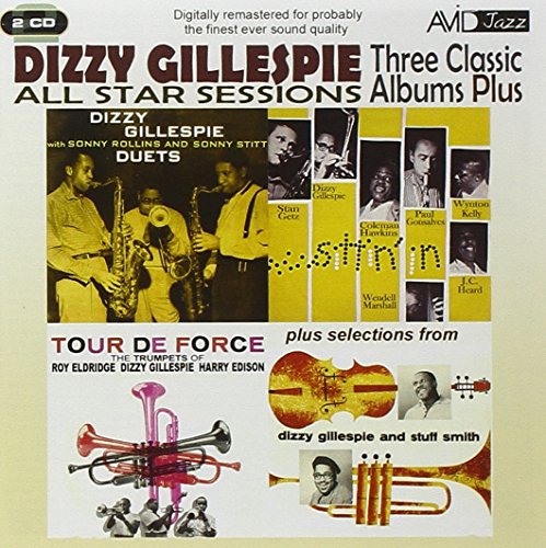 CD cover for Dizzy Gillespie’s “All Star Sessions” featuring jazz musicians.