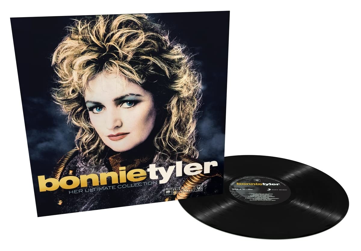 Bonnie Tyler Her Ultimate Collection vinyl record album cover and black vinyl disc.