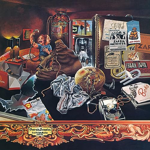 Frank Zappa’s “Over-Nite Sensation” album cover: cluttered hotel room illustration.