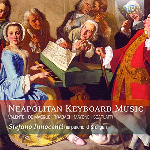 CD cover depicting 18th-century musicians with a harpsichord and sheet music.