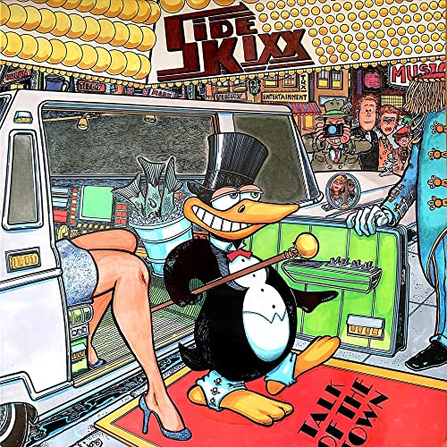 CD cover: cartoon penguin in a tuxedo, with a limousine and crowd.