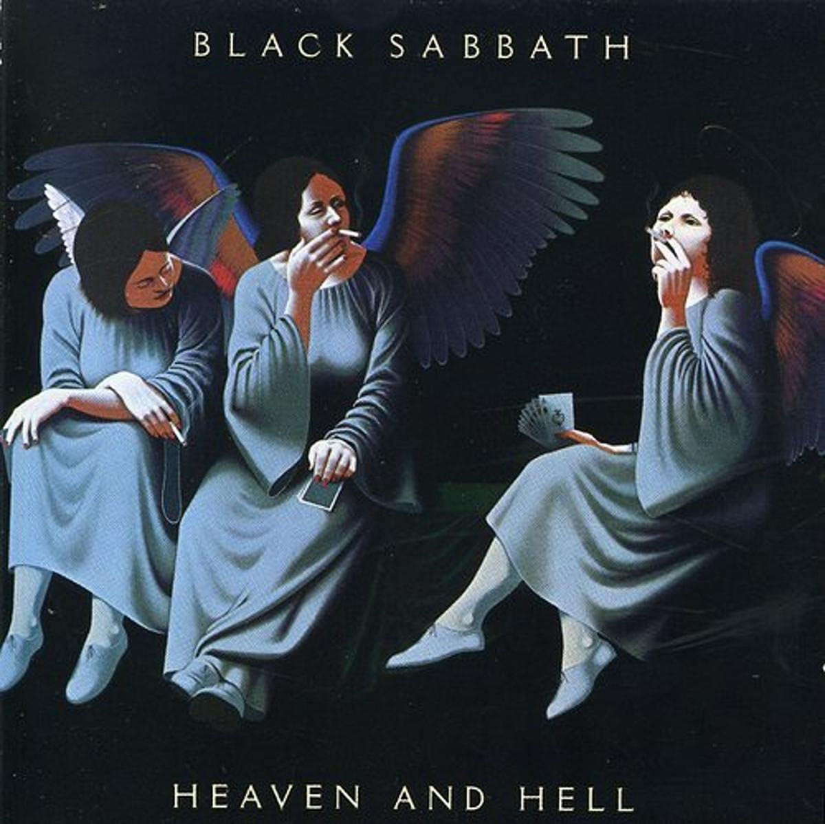 Black Sabbath’s “Heaven and Hell” album cover: three figures with wings.
