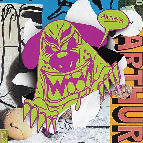 Album cover for "Arthur - Woof Woof" featuring a green, cartoonish dog-like creature.