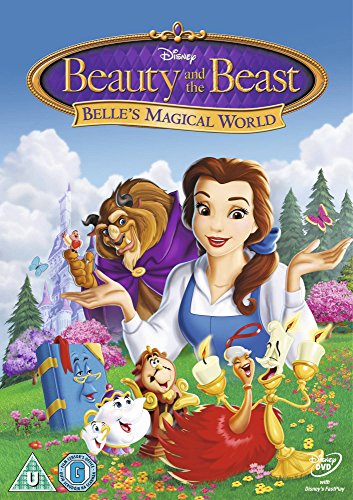 Beauty and the Beast DVD cover featuring Belle, Beast, and enchanted objects.