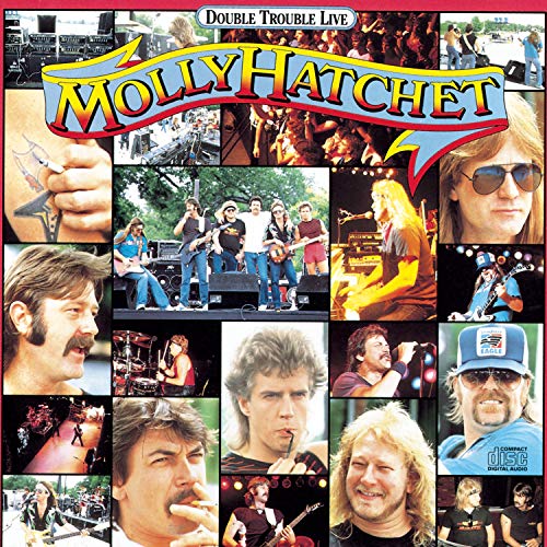 Molly Hatchet "Double Trouble" CD cover with band photos and eagle imagery.