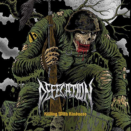 Zombie soldier with rifle, album cover for "Defecation - Killing With Kindness.