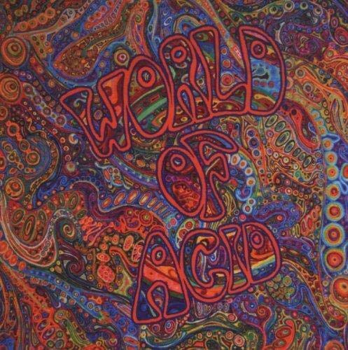 Psychedelic album cover for “World Of Acid” with swirling, colorful patterns.