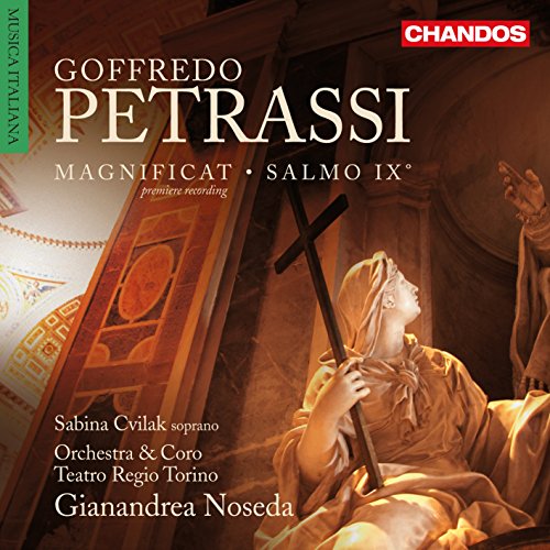 CD cover: religious artwork, text “Petrassi: Magnificat/Psalm IX”, and artist names.