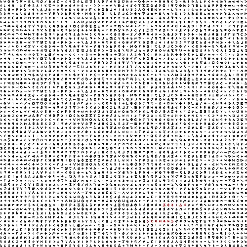 Vinyl record cover with abstract, distorted text and a red central shape.