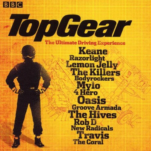 “Top Gear” CD cover with a silhouetted racing driver and band names.