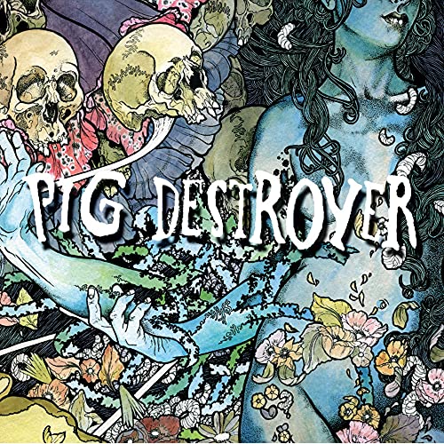 Album cover: skulls, floral patterns, and distorted figures in blue tones.