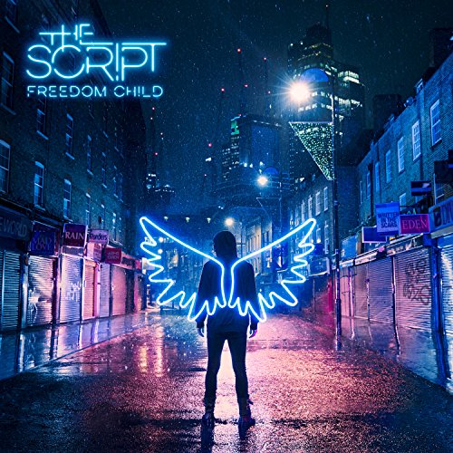 Album cover for The Script’s “Freedom Child” featuring a figure with neon wings.