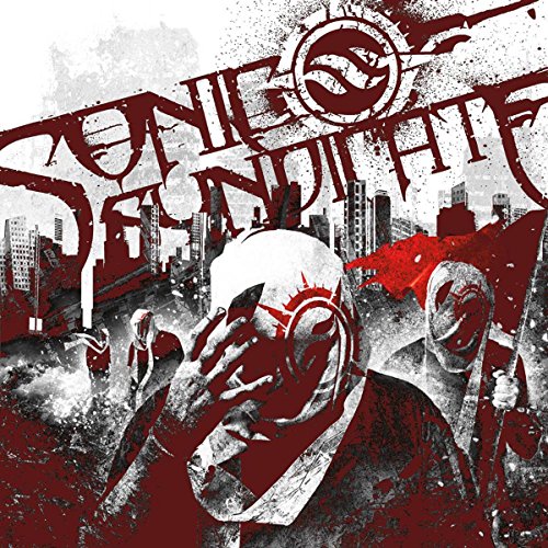 Sonic Syndicate album cover: masked figures in a distressed, urban landscape.