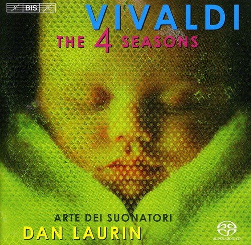 CD cover for Vivaldi’s “The Four Seasons” featuring a green, textured portrait.