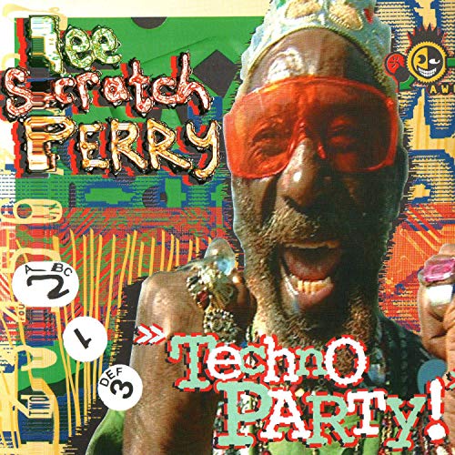 Lee “Scratch” Perry album cover with colorful collage and portrait.