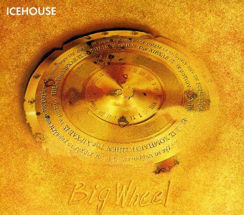 Golden CD cover for Icehouse’s “Big Wheel” featuring a clock face.