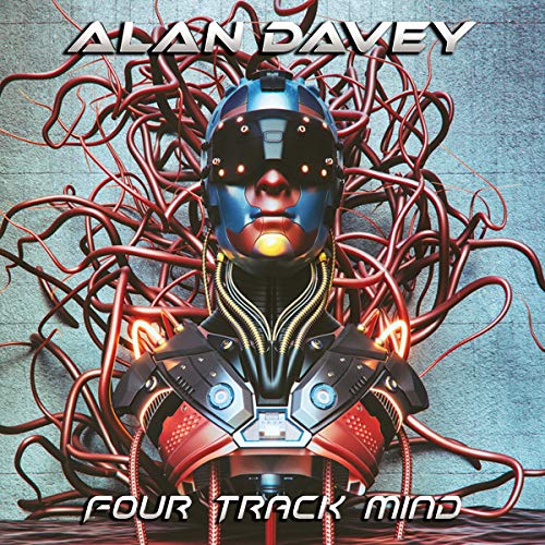 Album cover for Alan Davey’s “Four Track Mind” featuring a robotic head.