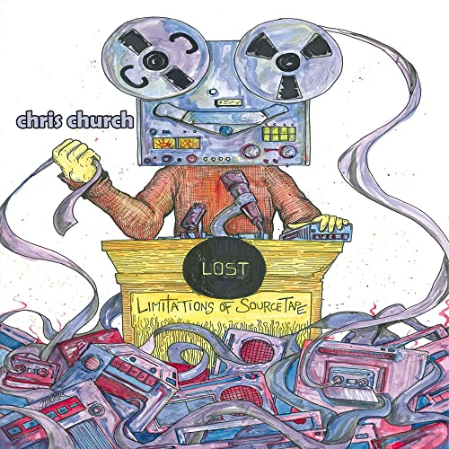 Painted album cover featuring a person with a reel-to-reel machine head.