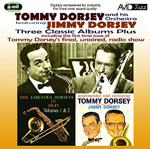 CD cover featuring Tommy and Jimmy Dorsey with instruments, jazz album art.
