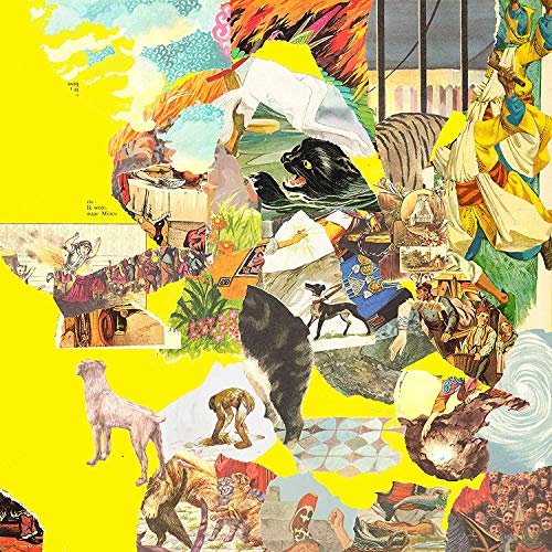 Yellow vinyl record cover with a chaotic collage of vintage images.