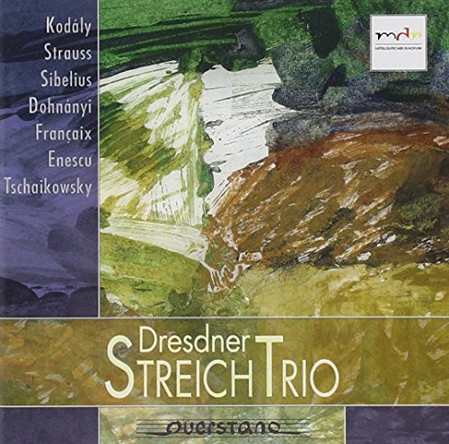 CD cover for Dresdner StreichTrio 4, featuring abstract painted landscape.