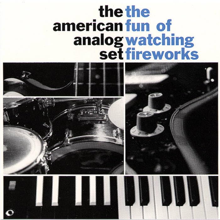 Album cover for The American Analog Set, featuring a drum kit and keyboard.