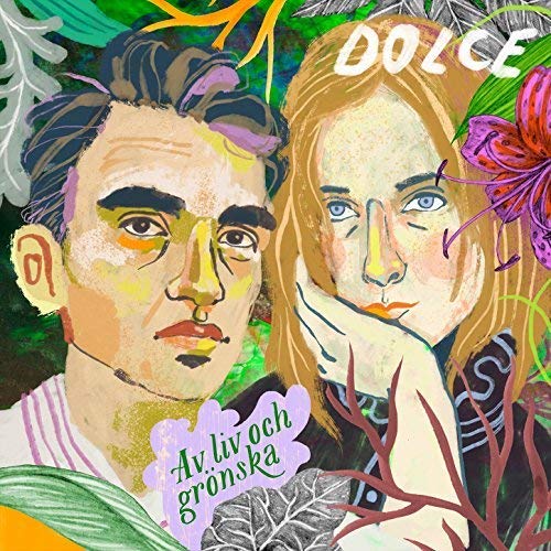 CD cover with illustrated portraits of a man and woman amidst foliage.