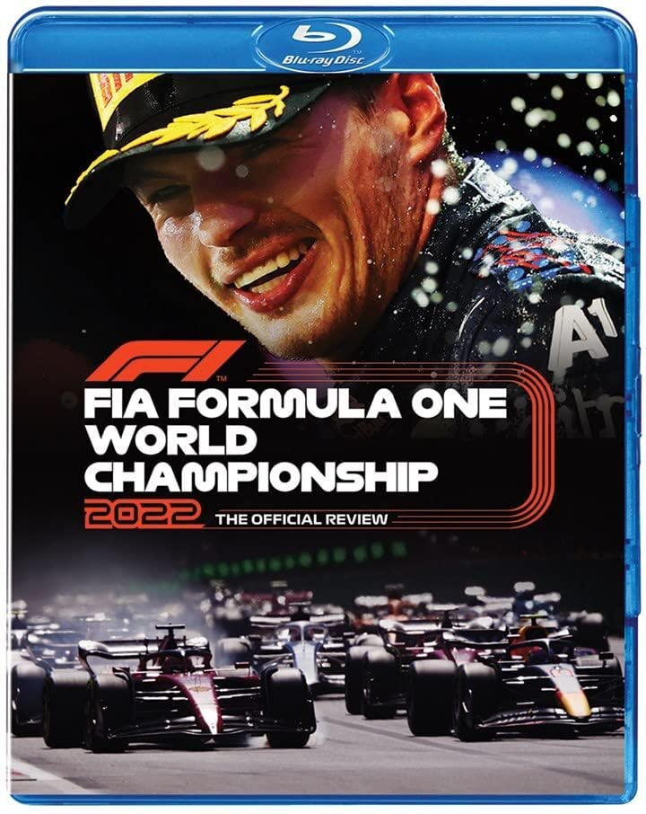 F1 2022 Official Review Blu-ray cover featuring a driver and race cars.